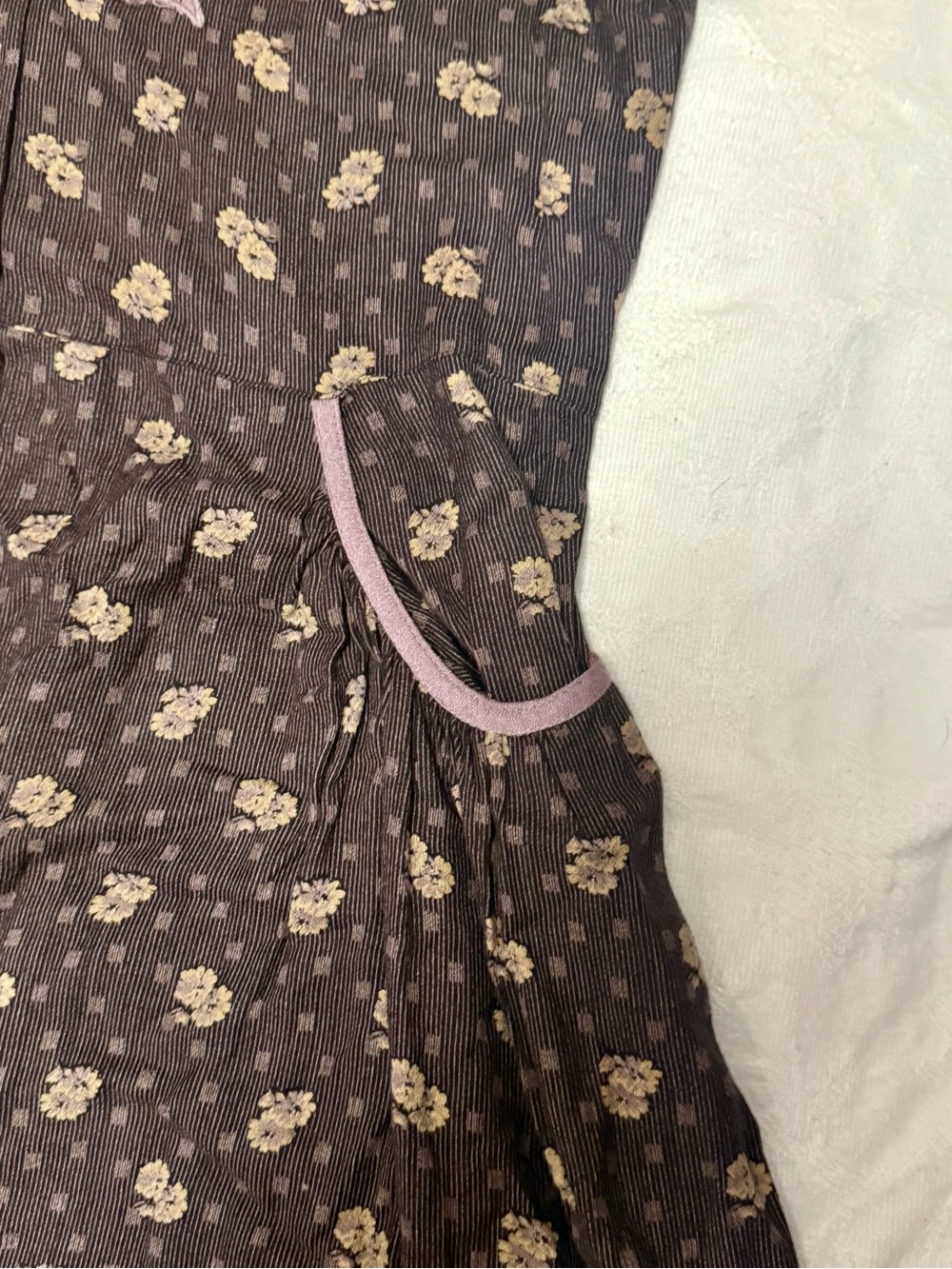 VTG 90s Hopeless Romantic Brown Floral Prairie Midi Dress M Pockets Button Front - Picture 13 of 16